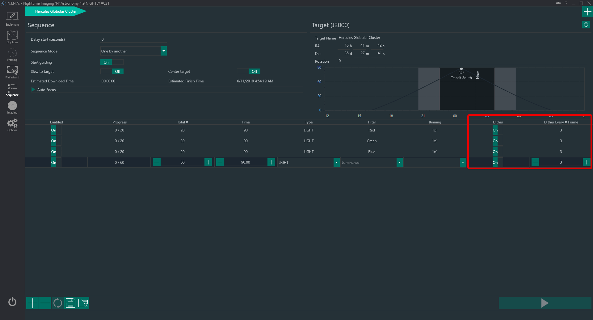N.I.N.A. 序列中的抖动